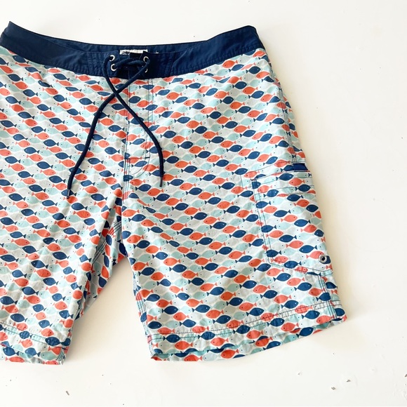 J. Crew Vintage Swim Shorts / Trunks in Fish Print - Picture 2 of 16